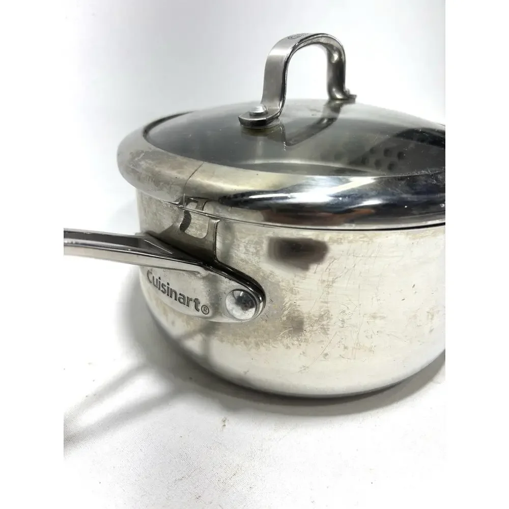 Cuisinart 2 Qt Stainless Steel Pour Saucepan w Lid 419-18P Spout